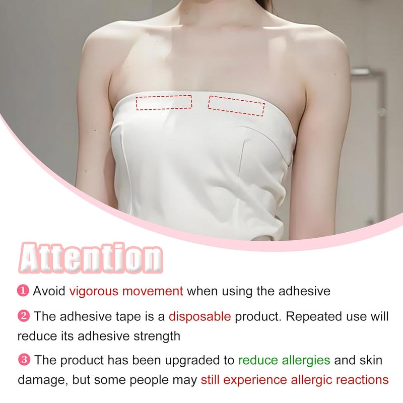 CARGEN Clothes Tape Double Sided Body Tape for Women Body Anti-Exposure Stickers for Clothes to Stay in Place, for Strapless Dresses, 100PCS, 75 x 12 mm / 3" x 0.47" - Image 3